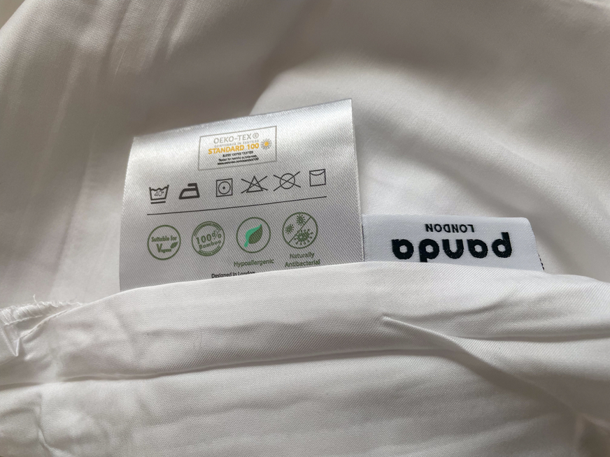 panda bamboo bedding label